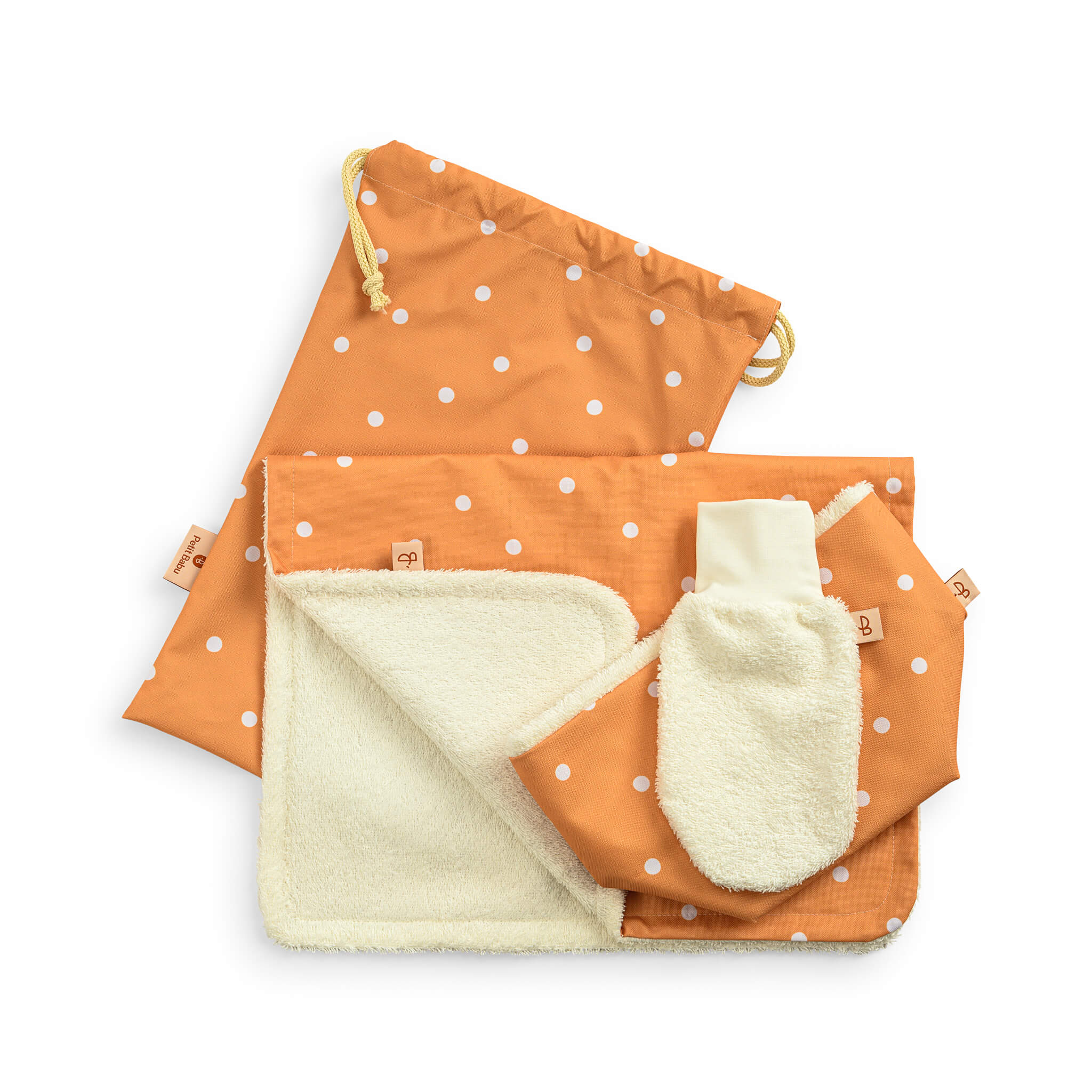 Baby care set - orange with dots