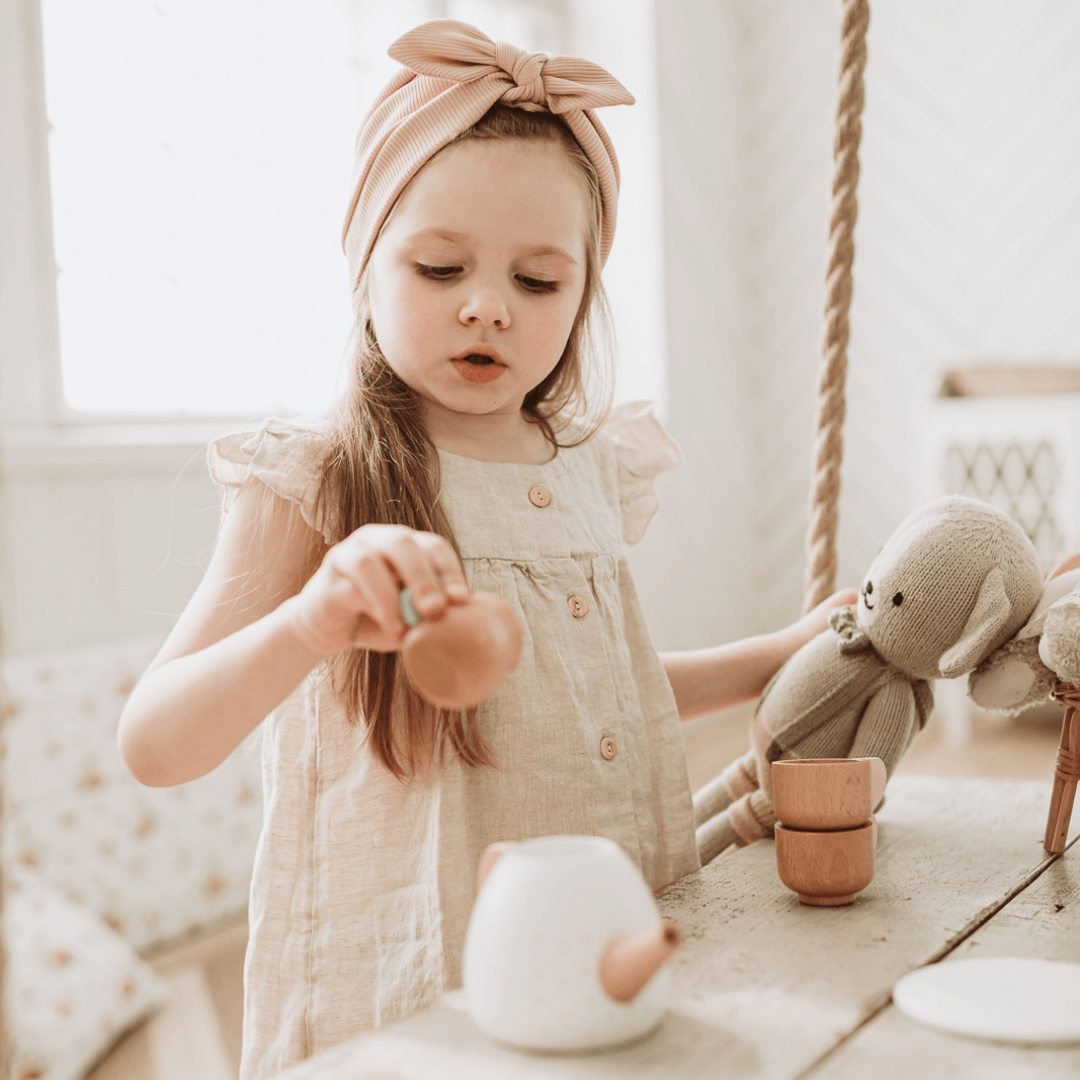 Turban hat with bow - beige pointelle