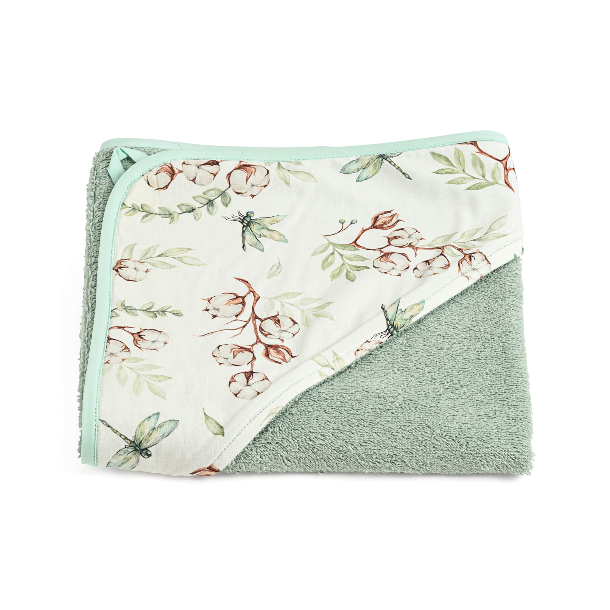 Hooded Towel 75x75 cm - Sea green- Dragonfly