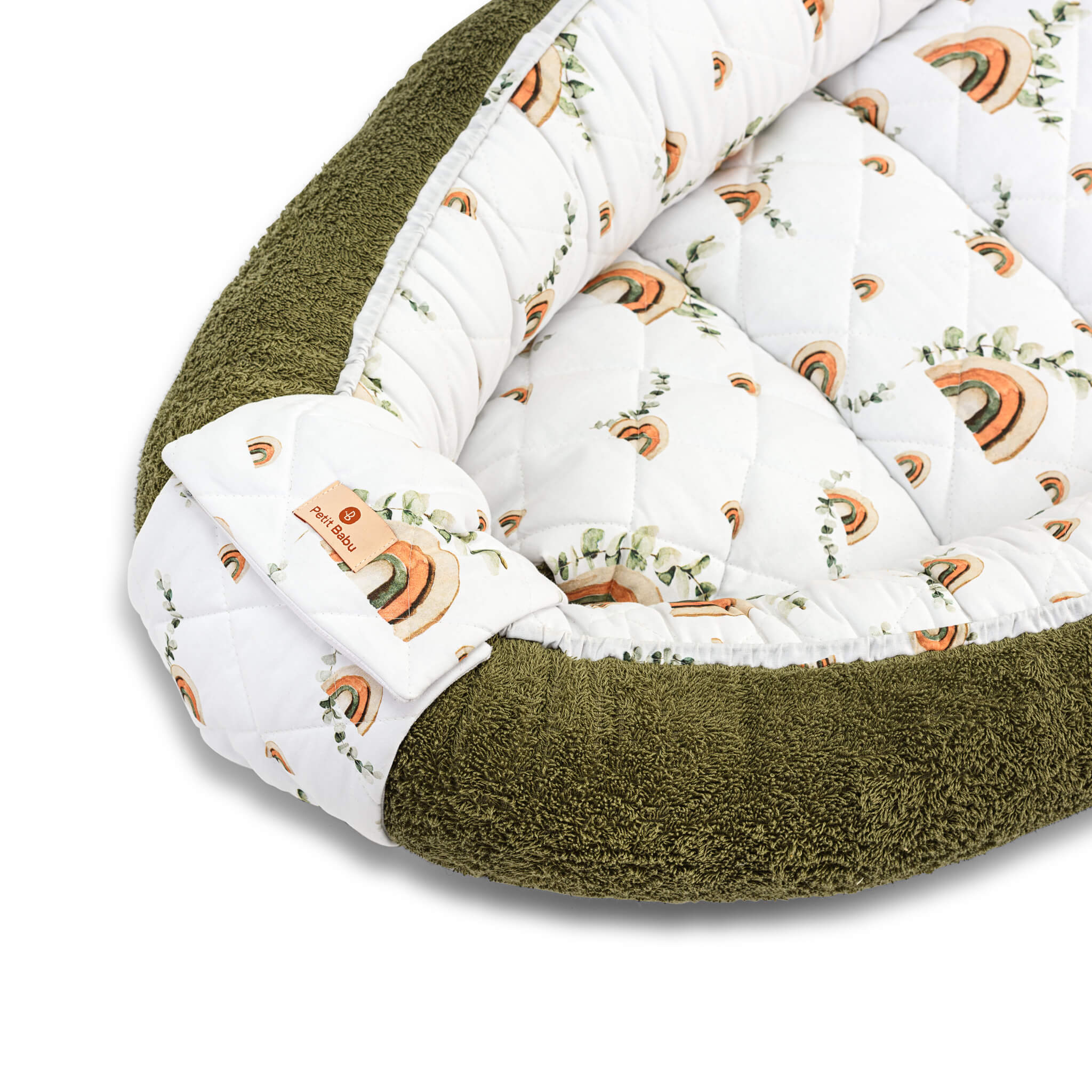 Green frottee babynest - Rainbows