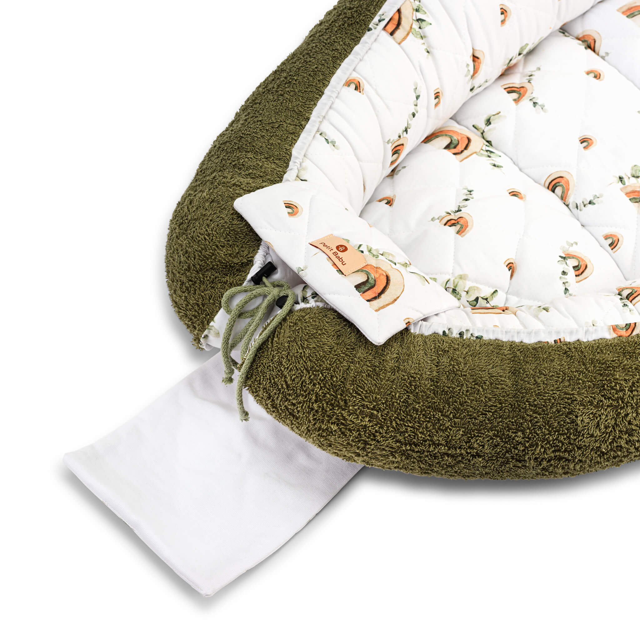 Green frottee babynest - Rainbows